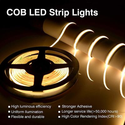 Ra90 DC 480 LED Chips Cob Led Rgb Flexible llevó la tira 24v 3000k