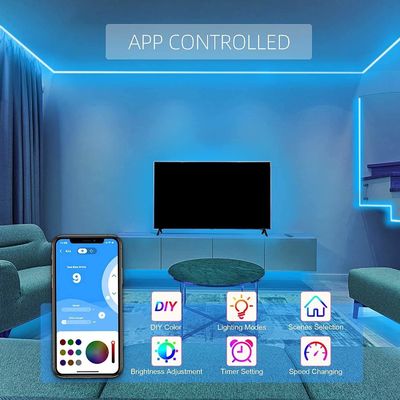 El hogar de la música Ip65 APP llevó la prenda impermeable flexible Luces Rgb de la tira ligera 5050 equipos