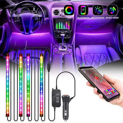 El control azul llevado del APP de la música del diente de la radio de la luz de la atmósfera del coche llevó la luz ambiente del coche