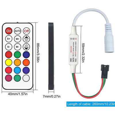 DC5 - mini 21Key LED luces de tira ideales de color de For WS2811 WS2812B del regulador de la luz de 24V