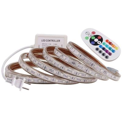 220V los 60Led/M 5050 prenda impermeable llevada Rgb de la tira 12v con el regulador azul del diente