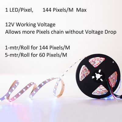 Ws2815 Digitaces Rgb llevó la tira que los datos direccionables individuales de Daul señalan 60 pixeles del LED 144