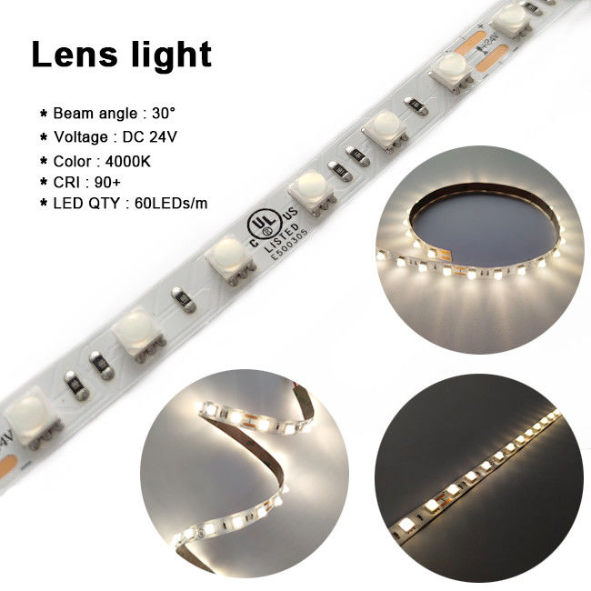La lente Smd flexible 5050 Rgb llevó la tira los 60LEDs/M DC 24V para la luz casera